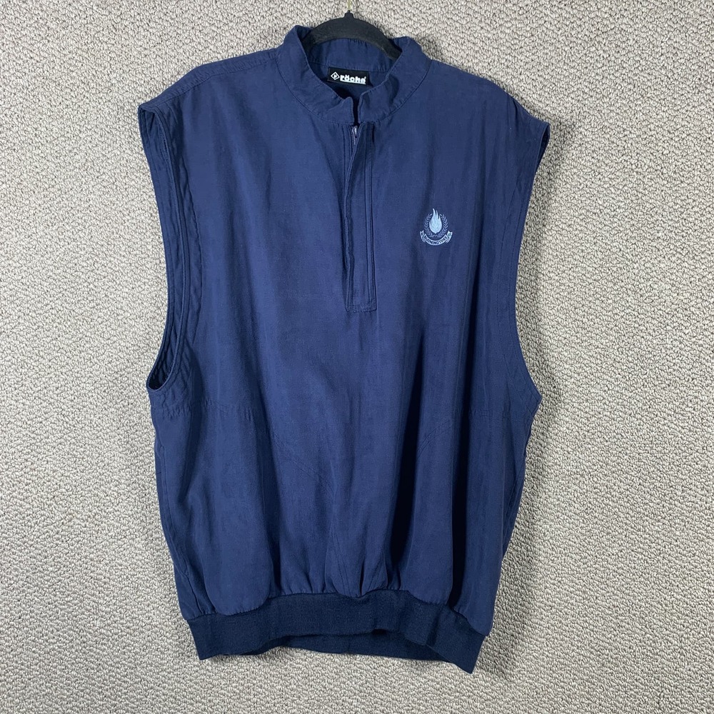 Roche Mens Vest Jacket‎ Size XL Blue Sleeveless Windbreaker 1/4 Zip Pullover
